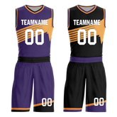 Custom Purple Black Classic Style Reversible Basketball Uniform Personalized COOLMAX BBJR-D017058
